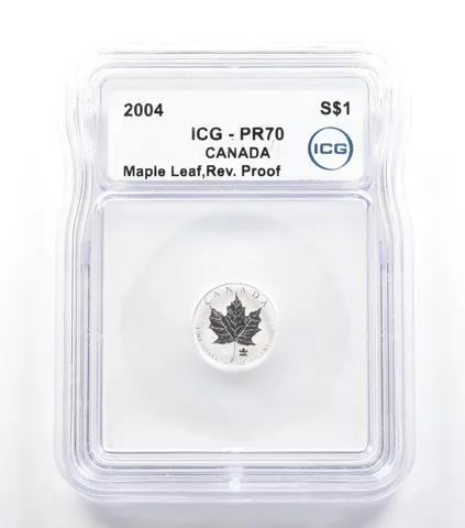 2004 Canada 1 Dollar Silver Maple Leaf 1/20 Oz Reverse Proof PR70 ICG *5560