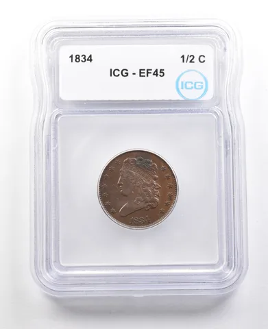 1834 Classic Head Half Cent EF45 ICG *3541