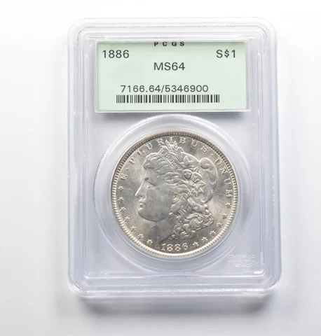 MS64 1886 Morgan Silver Dollar PCGS OGH a0895