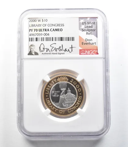 2000-W $10 Library Of Congress Bimetallic Commemorative Everhart PF70 NGC *0143