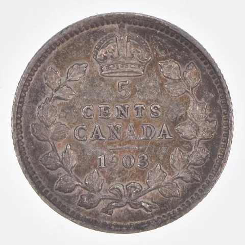 Better Date - 1903 Canada 5 Cents World Coin- Silver *135