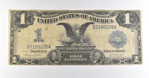 1899 $1 Silver Certificate Black Eagle Blue Seal Large Note *4502
