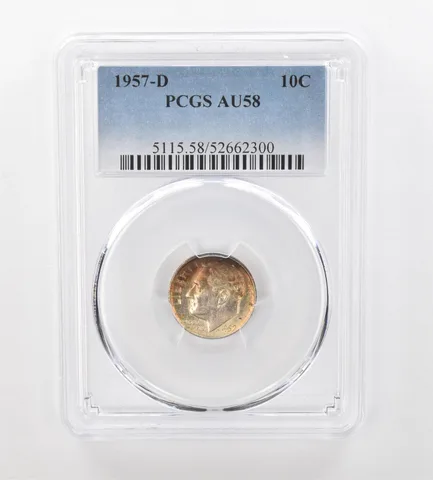 1957-D Roosevelt Dime AU58 PCGS Beautiful Tone a1022