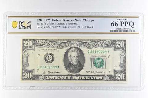 1977 $20 Chicago IL FRN Fr#2072-G Gem Unc 66 PPQ PCGS *6883