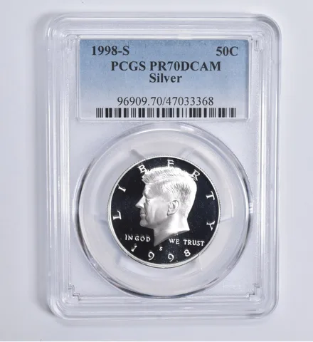 1998-S Kennedy Half Dollar Silver PR70 DCAM PCGS Blue Lbl