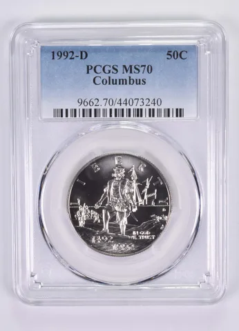 1992 -D Columbus Commemorative Half Dollar MS70 PCGS Blue Label