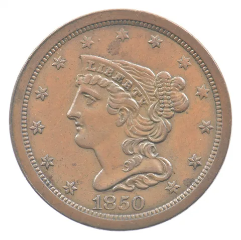 1850 Braided Hair Half Cent *2387
