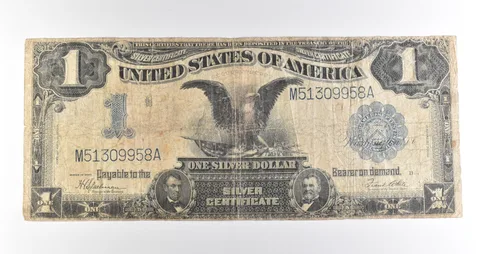 1899 $1 Silver Certificate Black Eagle Blue Seal Large Note *4492