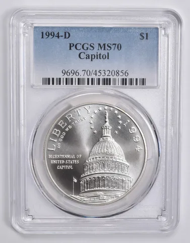 1994-D Capitol Commemorative Dollar MS70 PCGS Blue Label