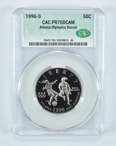 1996-S Olympic Soccer Commemorative Half Dollar PR70 DCAM CAC CACg