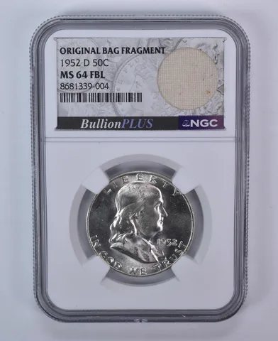 1952-D Franklin Half Dollar Original Bag Fragment MS64 FBL NGC