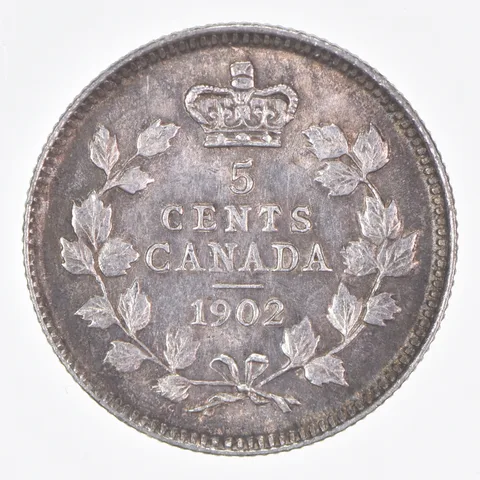 Better Date - 1902 Canada 5 Cents World Coin- Silver *243