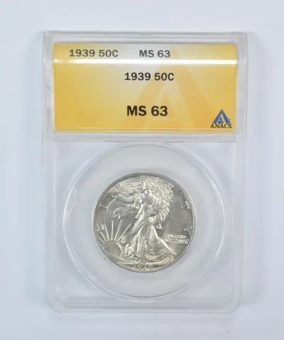 1939 Walking Liberty Half Dollar MS63 ANACS a5750
