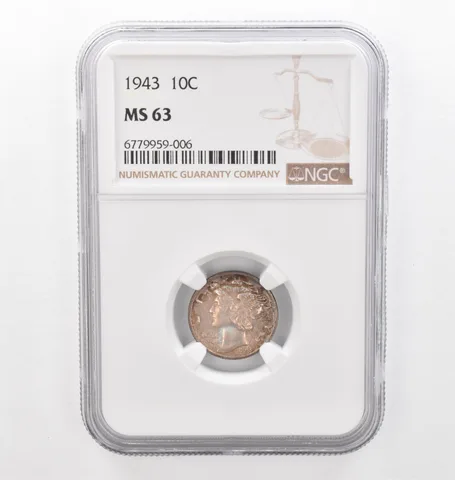 1943 Mercury Dime MS63 NGC Beautiful Tone *2203