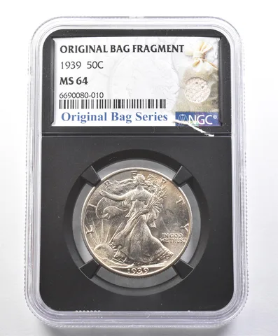 1939 Walking Liberty Half Dollar Original Bag Fragment MS64 NGC *4118