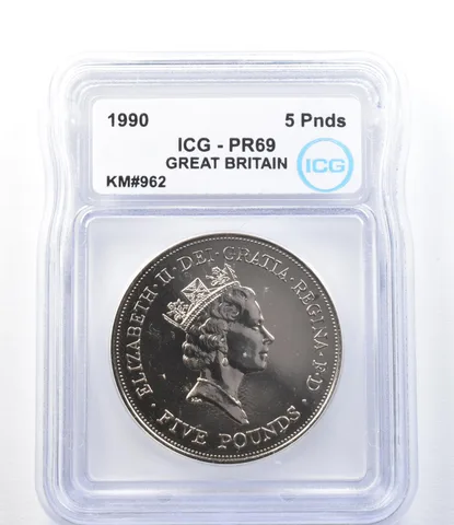 1990 Great Britain 5 Pounds KM#962 PR69 ICG *8877