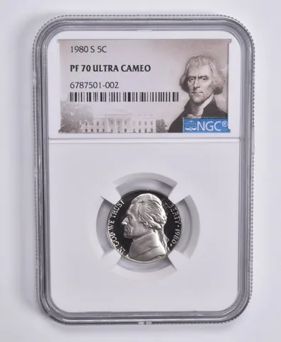 1980-S Jefferson Nickel PF70 UCAM NGC Special Lbl