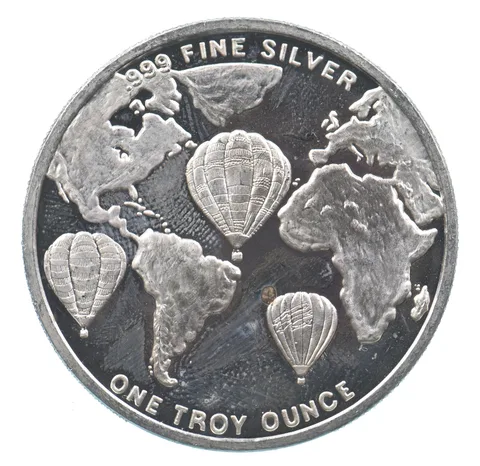 VINTAGE Art Bar/Round 1995 Kodak Albuquerque Balloon Fiesta Silver 1 T Oz *211