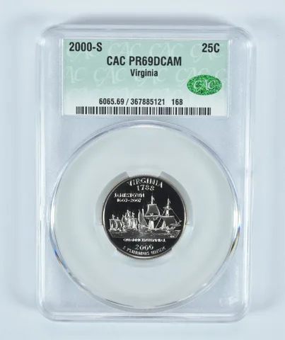 2000-S Washington State Quarter Virginia PR69 DCAM CAC CACg