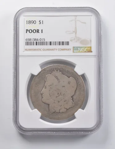 POOR 1 1890 Morgan Silver Dollar NGC Lowball Low Ball Pocket Piece a6959