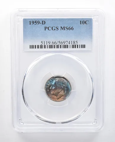 1959-D Roosevelt Dime MS66 PCGS Beautiful Blue Tone *7706