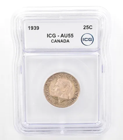 1939 Canada 25 Cents AU55 ICG Beautiful Tone *5763