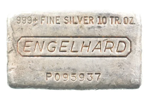 10 Troy Oz Silver Bar Engelhard Poured *1996
