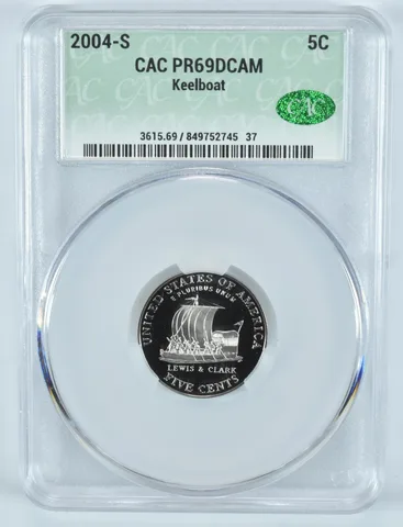 2004-S Jefferson Nickel Keelboat PR69 DCAM CAC CACg