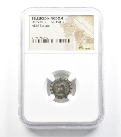 162-150 BC Seleucid Kingdom Demetrius I AE16 Serrate NGC *5937