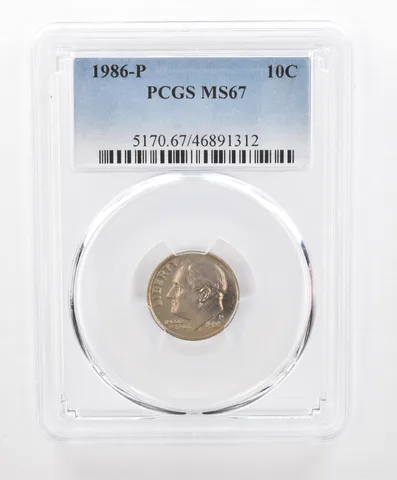 1986-P Roosevelt Dime MS67 PCGS Beautiful Tone *2787