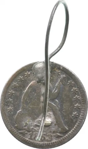 1853 Half Dime Arrows Love Token W/ Earring Victorian Silver Coin Pendant *9307