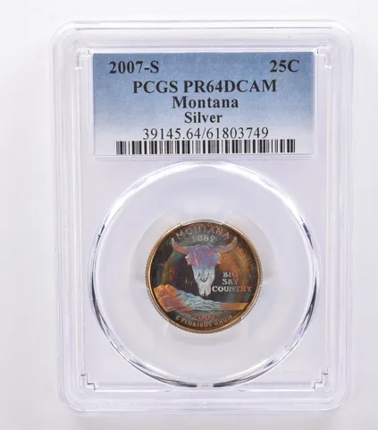 2007-S Washington State Quarter Montana Silver PR64 DCAM PCGS Nice Tone *8753