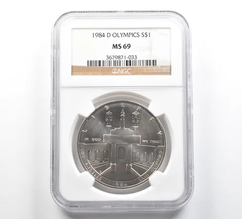 1984-D Olympics Commemorative Silver Dollar MS69 NGC Brown Label