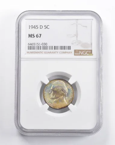 MS67 1945-D Jefferson Nickel NGC Pleasing Color *5667