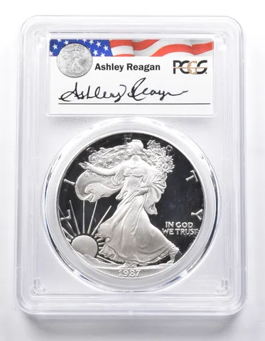 PR69 DCAM 1987-S American Silver Eagle Legacy Ashley Reagan Signed PCGS a6430