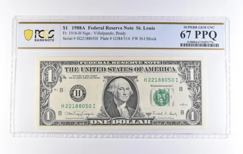1988 A $1 St Louis MO FRN Fr#1916-H Superb Gem Unc 67 PPQ PCGS *8258