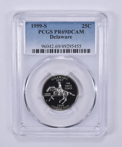 1999-S Washington Quarter Delaware PR69 DCAM PCGS Blue Label