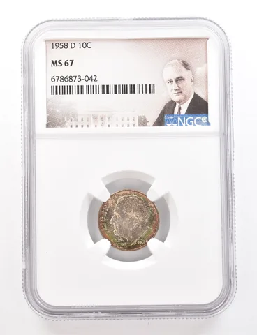 1958-D Roosevelt Dime MS67 NGC Beautiful Tone *3399