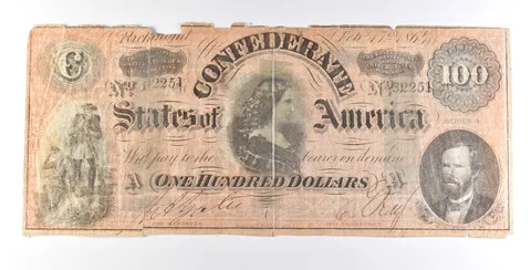 1864 $100 Confederate States Of America Note T65 *7283