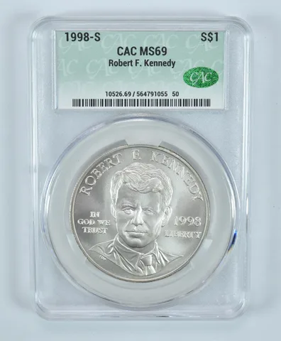 1998-S Robert F Kennedy Commemorative Silver Dollar MS69 CAC CACg