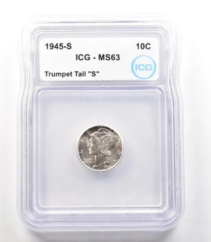 1945-S Mercury Dime Trumpet Tail S MS63 ICG *4110