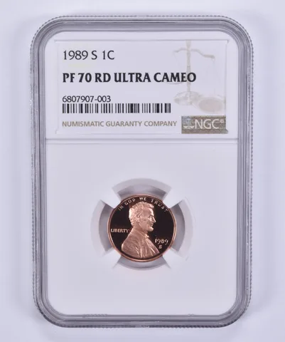 1989-S Lincoln Memorial Cent PF70 RD UCAM NGC Brown Label