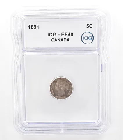 1891 Canada 5 Cents EF40 ICG Beautiful Tone *5756