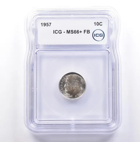1957 Roosevelt Dime MS66+ FB ICG *9107