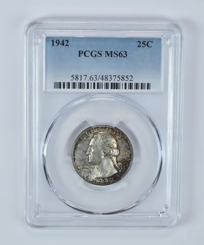 1942 Washington Quarter MS63 PCGS Beautifully Toned *7252