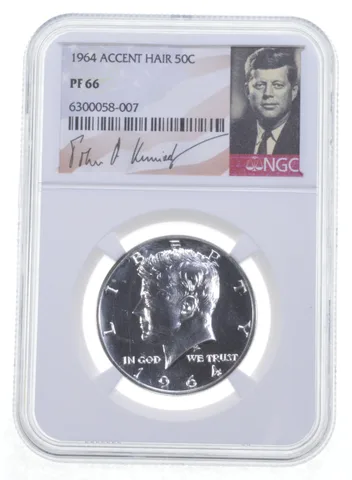 1964 Kennedy Half Dollar PF66 NGC Accent Hair Spot Free