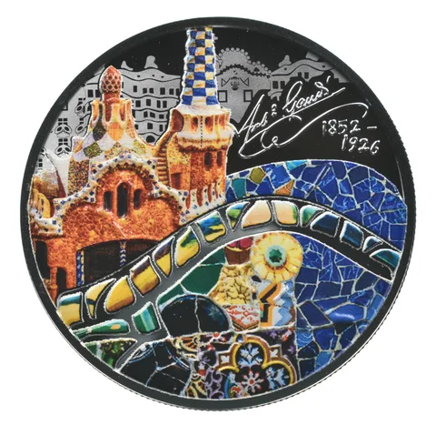 2022 Republic Of Cameroon 1000 Francs CFA Silver Antoni Gaudi Colorized *7805