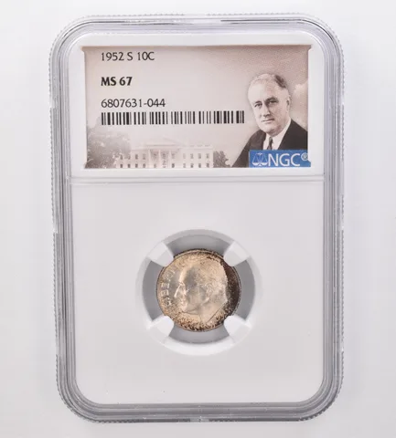 1952-S Roosevelt Dime MS67 NGC Beautiful Tone *9919