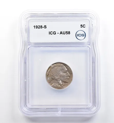 1928-S Indian Head Buffalo Nickel AU58 ICG *9974