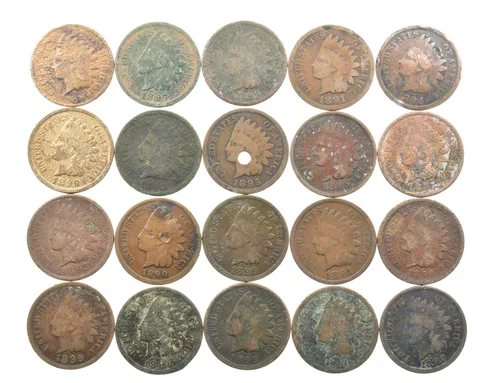 Lot 20 1800's 1890-1899 Indian Head Penny Cents US Coin Collection 2/5 Roll *489